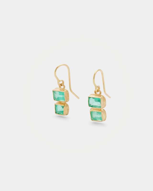 Colombian Emerald Double Drop Earrings